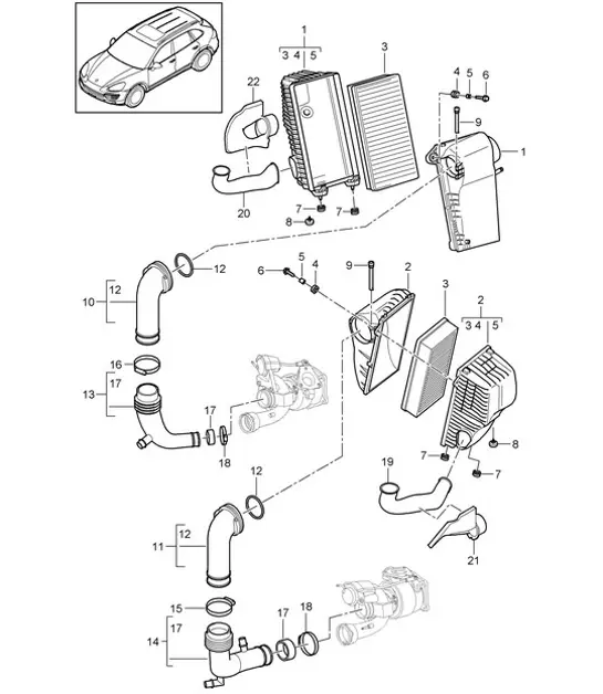 Diagram 106-010 Porsche Cayenne MK3 (958) 2010-2017 Motor