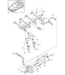 Fuel collection pipe / high-pressure injector / high pressure pump (Model: 4802,4852) Cayenne 92A (958) 4.8L >>05/2014 Fuel collection pipe / high-pressure injector / high pressure pump (Model: 4802,4852) Cayenne 92A (958) 4.8L >>05/2014
