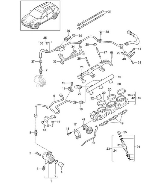 Diagram 107-040 Porsche 996 C2 3.6L 09/01-2005 引擎