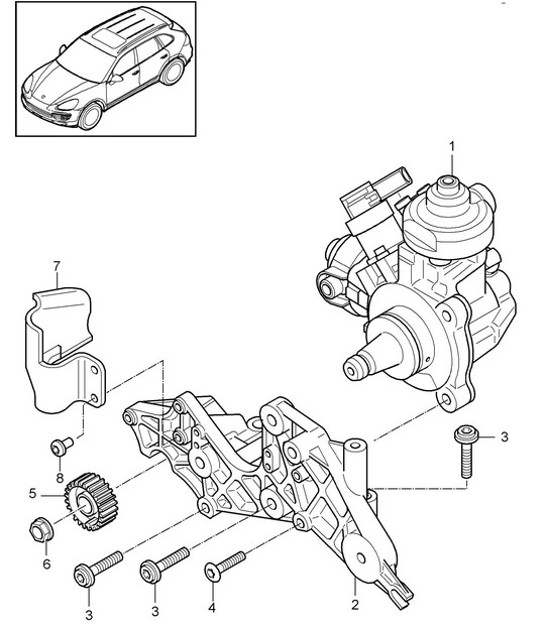 Diagram 107-045 Porsche Cayman S 3.4L 987C 2005-08 Engine