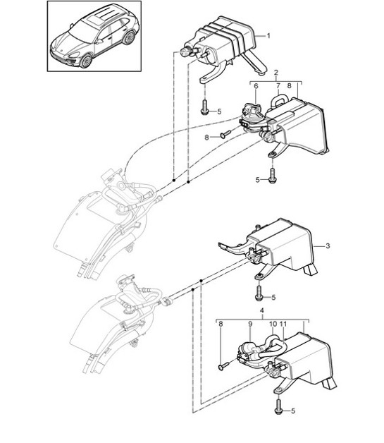 Diagram 201-040 Porsche 993 (911) C4 1994-97 Système de carburant, système d'échappement