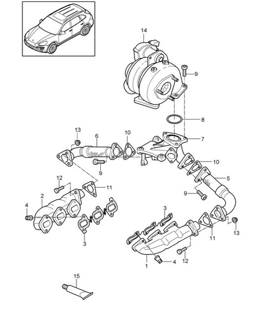 Diagram 202-015 Porsche Cayenne S/GTS 4.8L 2007>> Fuel System, Exhaust System