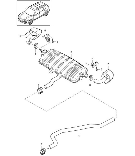 Diagram 202-050 Porsche Cayman S 3.4L 987C 2005-08 Fuel System, Exhaust System