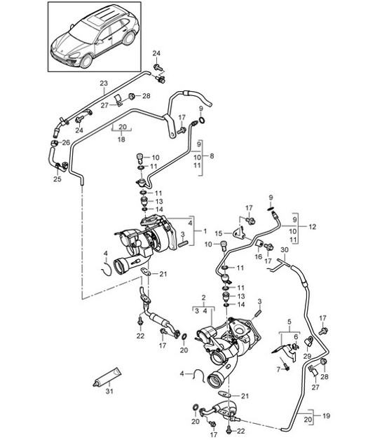 Diagram 202-060 Porsche Cayenne 92A (958) 2010-2017 Fuel System, Exhaust System