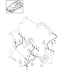 Uitlaatgasturbocompressor / waterkoeling (model: 4852,CFTB, CFT,CYXA,CYX) Cayenne 92A (958) 4.8L Turbo 2011-18