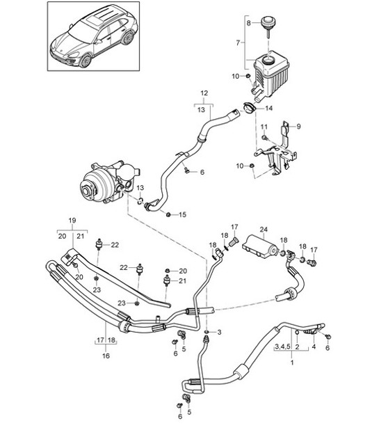 Diagram 402-030 Porsche Cayenne S 4.5L V8 2003>> Front Axle, Steering 