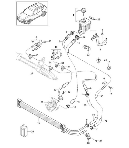 Diagram 403-010 Porsche Cayenne S 4.5L V8 2003>> Front Axle, Steering 