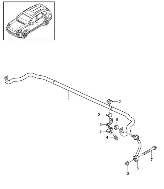 Diagram 501-023 Porsche Cayenne 92A (958) 2010-2017 Rear Axle
