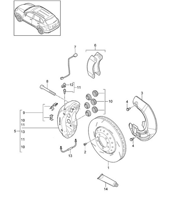 Diagram 602-002 Porsche Cayenne MK3 (958) 2010-2017 Roues, Freins
