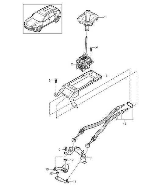 Diagram 701-000 Porsche 997 MKII Turbo 2009>> Hand Lever System, Pedal Cluster 
