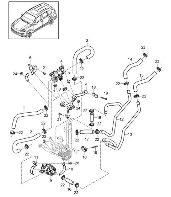 Chauffage / Haute tension / Échangeur thermique (PR:GP1,0K3) Cayenne 92A (958) HYBRID 2011-18