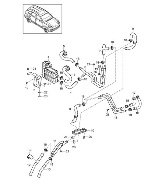 Chauffage hybride / Batterie - ARRIÈRE - (PR:GP1,0K3) Cayenne 92A (958) Hybrid 2011-18