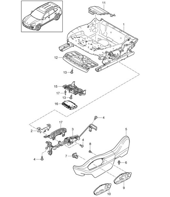 Structure de siège / Siège confort / Siège sport (PR:Q1J,Q2J) Cayenne 92A (958) 2011-18
