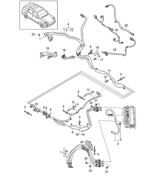 Diagram 901-035 Porsche Cayenne Turbo V8 4.8L Petrol 500HP Electrical equipment