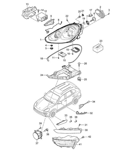Diagram 905-003 Porsche 卡宴 Turbo / Turbo S 4.8L 2007>> 电子设备