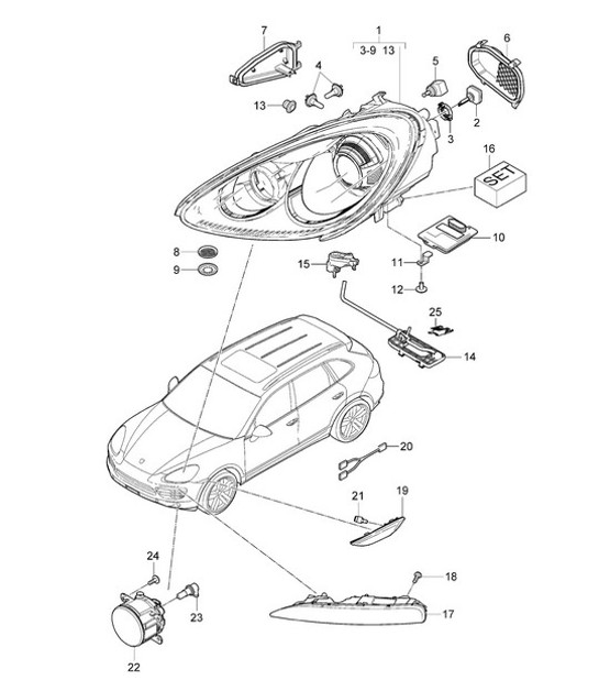 Diagram 905-004 Porsche Cayman S 3.4L 987C 2005-08 Equipo eléctrico