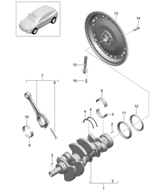 Diagram 102-000 Porsche Cayman 718 2.0L Schaltgetriebe (300 PS) Motor