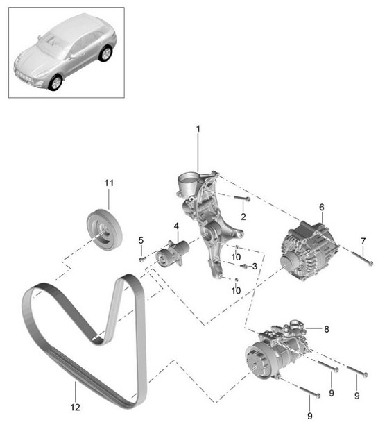Diagram 102-080 Porsche Panamera 4S V6 Turbo 3.0L 4WD Executive Moteur