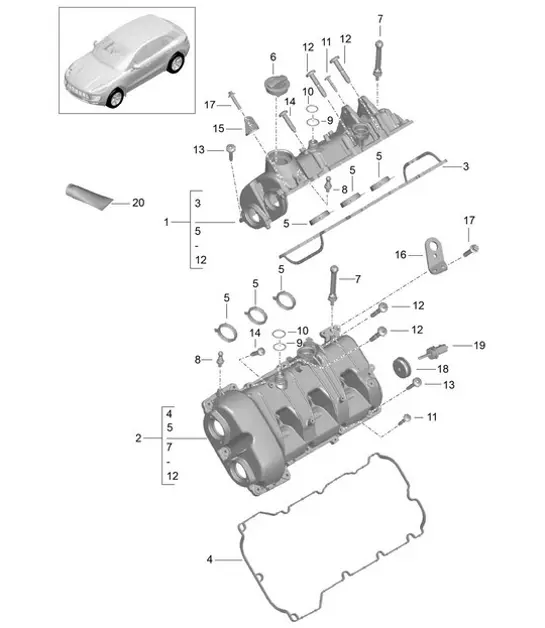 Diagram 103-015 Porsche Cayman 2.9L 987C MKII 2009-2012 Motor