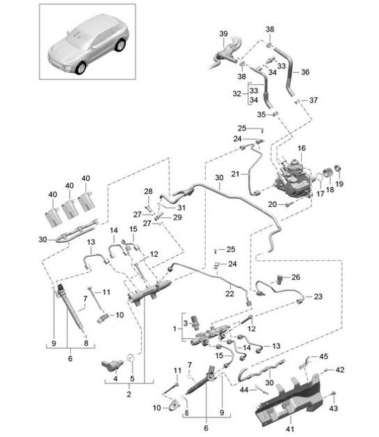 Diagram 107-040 Porsche Macan (95B) MK1 (2014-2018) Motor