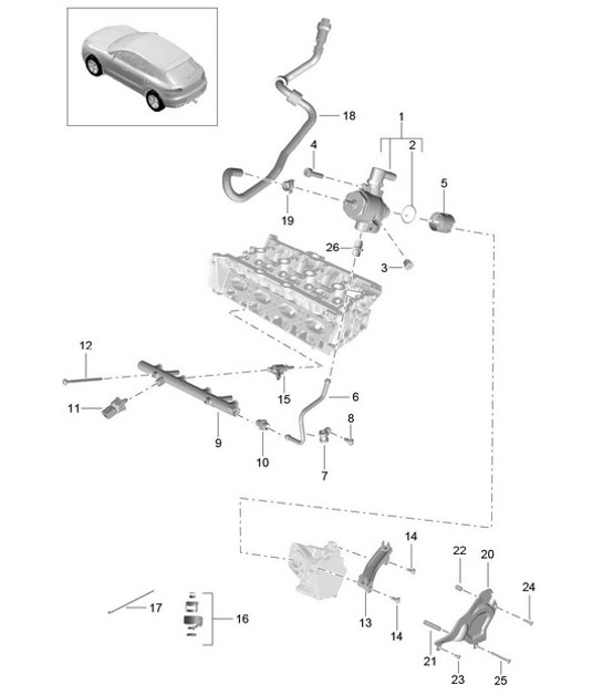 Diagram 107-055 Porsche 964 (911) TURBO 3.6L 1991-93 Moteur