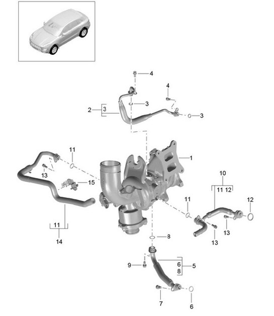 Öldruckleitung / Kühlmittelrohr für Abgasturbolader (Modell: CNCC,CNC, CYNA,CYPA, CYP,CYNB) 95B.1 Macan 2.0L 2014-18