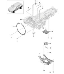 Parti di montaggio per motore e trasmissione/Supporto trasmissione (Modello: CTMA,CTM, CTLA,CTL, DCNA,DCN, DHKA,DHK) 95B.1 Macan 3.0L / 3.6L 2014-18 Parti di montaggio per motore e trasmissione/Supporto trasmissione (Modello: CTMA,CTM, CTLA,CTL, DCNA,DCN, DHKA,DHK) 95B.1 Macan 3.0L / 3.6L 2014-18