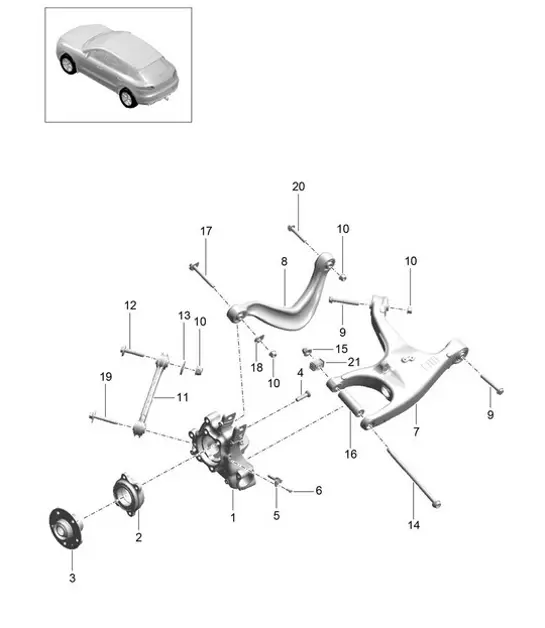 Diagram 501-000 Porsche 993 (911) C2S 1994-97 Hinterachse