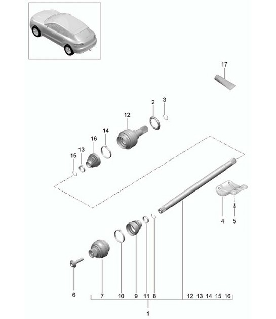 Diagram 501-020 Porsche 911 09/1968-1973 LWB Essieu arrière