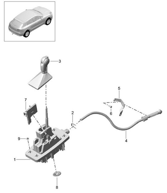 Diagram 701-000 Porsche 996 C4 3.6L 09/01-2005 Sistema a leva manuale, gruppo pedali