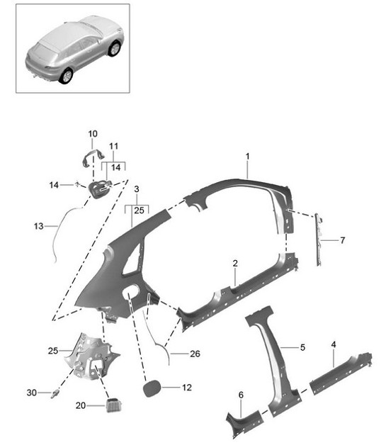 Diagram 801-055 Porsche 968 CS 3.0L 1993-95 Carrosserie
