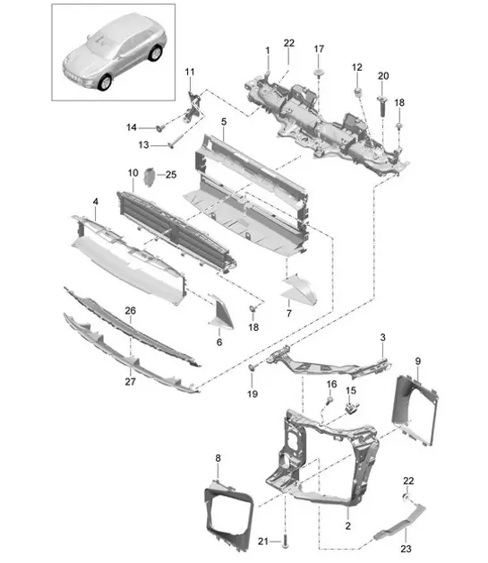 Diagram 802-010 Porsche Macan (95B) MK1 (2014-2018) Karosserie