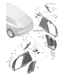Bekleding / Voor bagageruimte / D-stijl - ZIJDE - 95B.1 Macan 2014-18