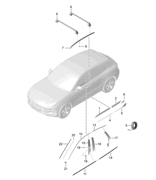 Diagram 810-001 Porsche 卡宴 3.2L V6 2003 年>>  车身