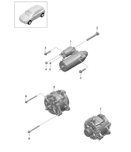 Diagram 902-005 Porsche Macan S Diesel 3.0L V6 258Bhp Materiale elettrico