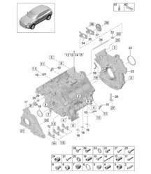 Crankcase housing / Individual parts - Model: DLZ, DLZB, DGR, DGRB, DGR, DGRC - 95B (II / III) Macan 2.9L / 3.0L 2019 - 2024