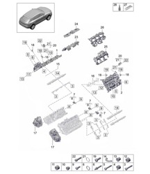 Valve cover / Sound absorber / Accessories - PR:TV8 + GP2 -  95B (II / III) Macan 2.9L 2019 - 2024