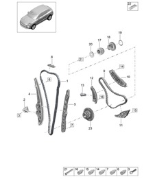 Distributieketting / Schuifrail / Kettingspanner - PR:T2B - 95B (II / III) Macan 2.0L 2019 - 2024