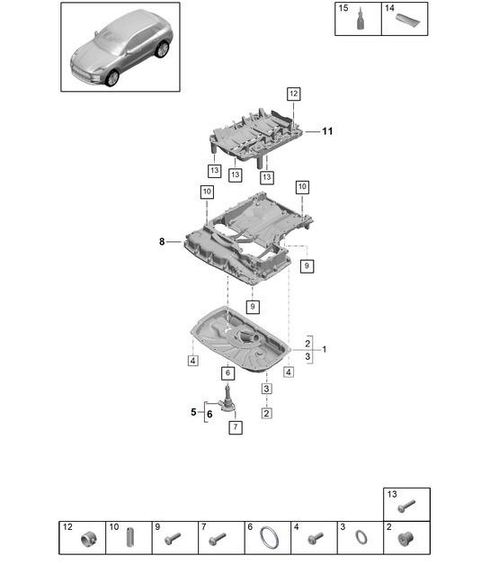 Diagram 104-055 Porsche 997 MK1 Carrera 2 3.6L 2005-08 Engine
