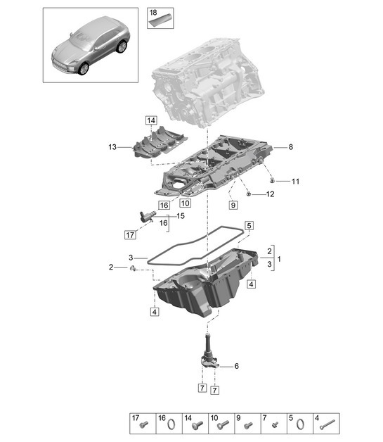 Diagram 104-060 Porsche 997 MK1 Carrera 2 3.6L 2005-08 Engine