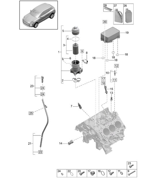 Diagram 104-100 Porsche 997 MK1 Carrera 2 3.6L 2005-08 Engine