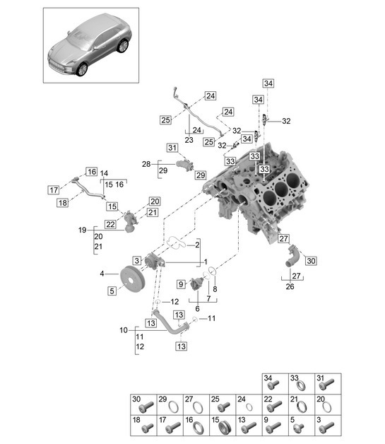Diagram 105-000 Porsche Macan (95B) MK2 2019-2021 Engine