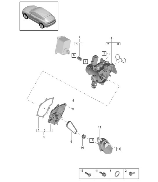 Diagram 105-020 Porsche Cayman 718C (982C) 2017>> Engine