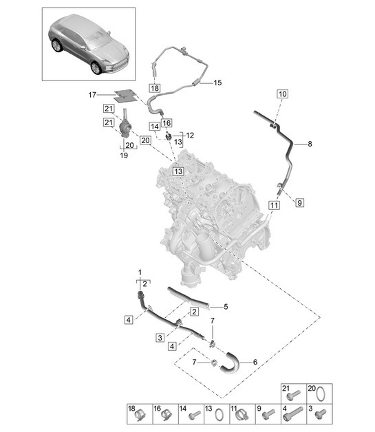 Diagram 105-060 Porsche Cayman 718C (982C) 2017>> Engine