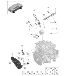 Tubería de recogida de combustible / Inyector de alta presión / Bomba de alta presión - PR:T2G - 95B (II / III) Macan 2.0L 2019 - 2024