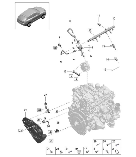 Diagram 107-010 Porsche Boxster 986 2.5L 1997-99 Engine