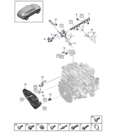 Tubería de recogida de combustible / Inyector de alta presión / Bomba de alta presión - PR:T2B - 95B (II / III) Macan 2.0L 2019 - 2024