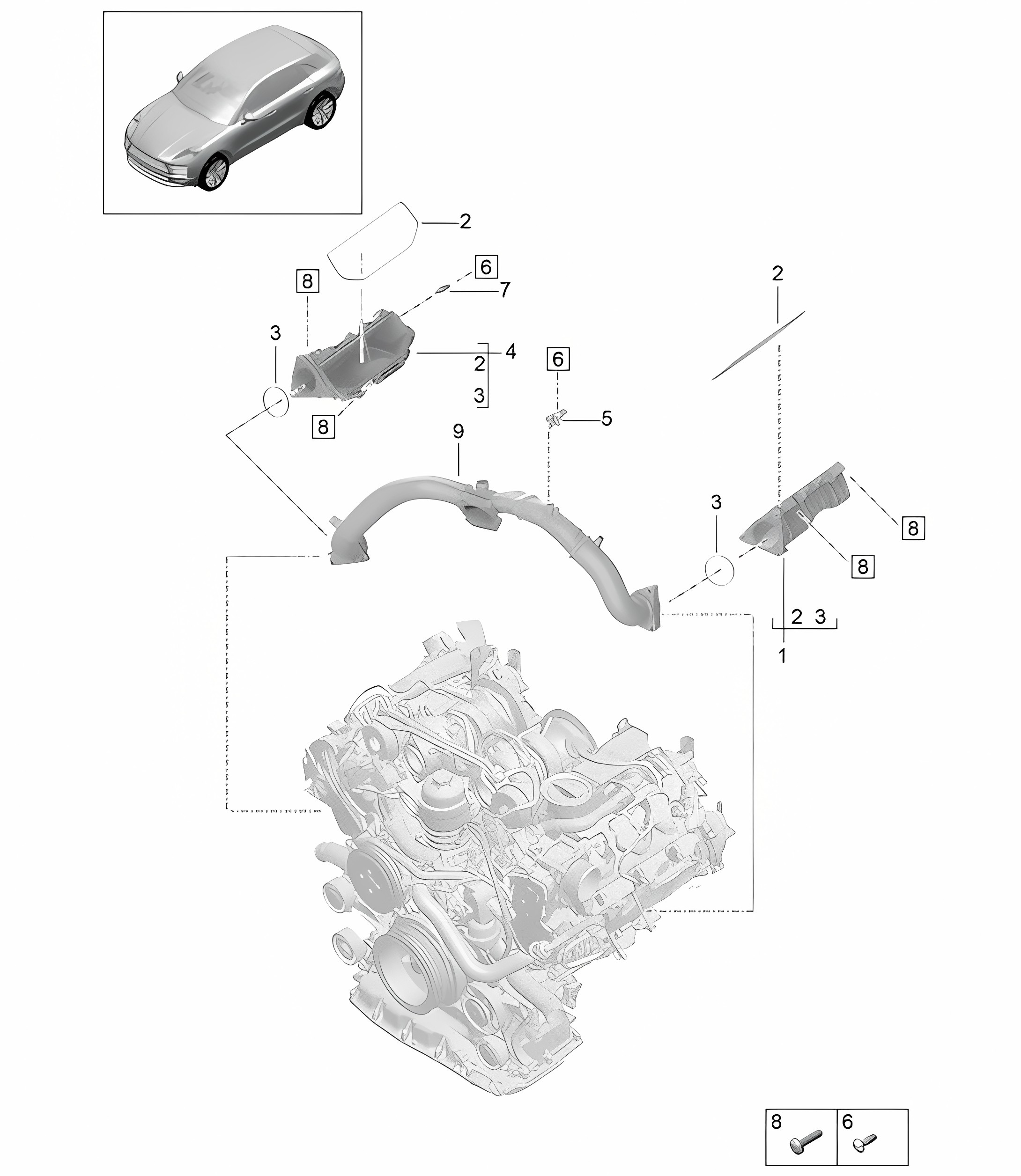 Intake air distributor - Model: DGR,DGRB, DGR,DGRC - 95B (II / III) Macan 2.9L  2019 - 2024