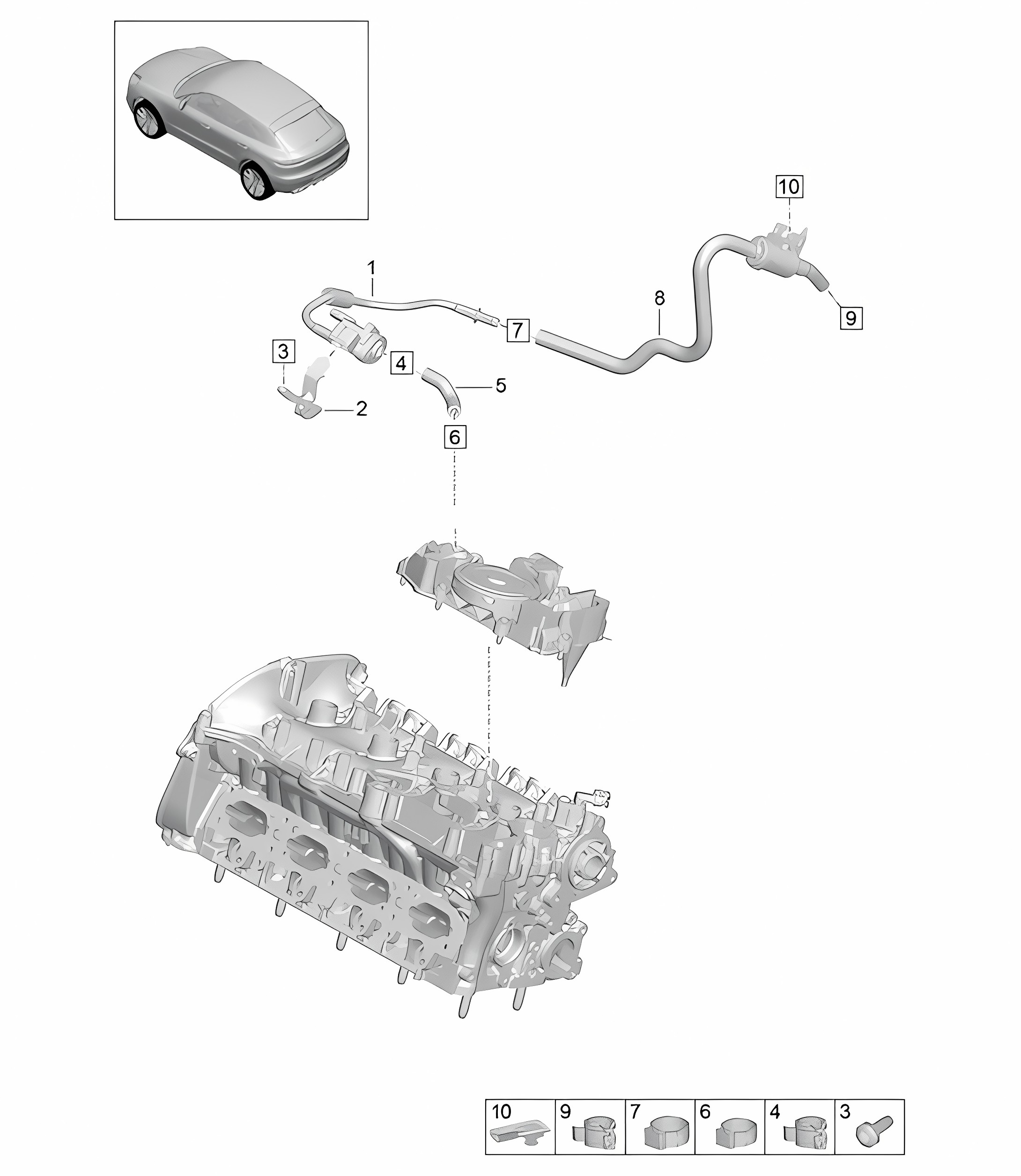 Breather line / Fuel tank - PR:T2G - 95B (II / III) Macan 2.0L  2019 - 2024