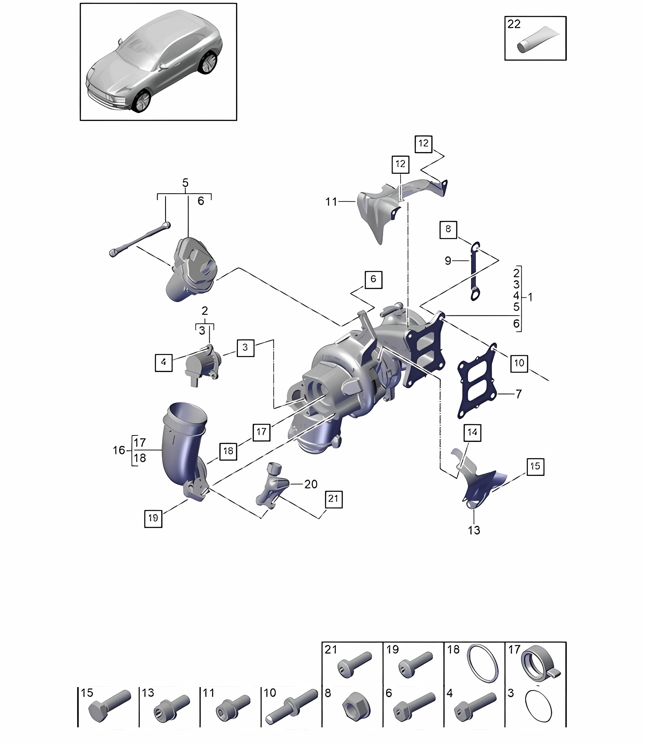 Exhaust gas turbocharger - PR:2TB - 95B (II / III) Macan 2.0L 2019 - 2024